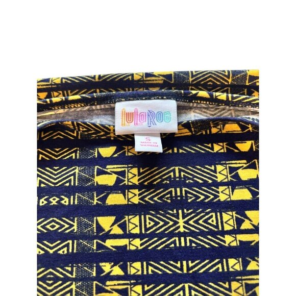 LuLaRoe Irma Women's Navy Blue & Yellow Shirt Dress - Picture 4 of 6